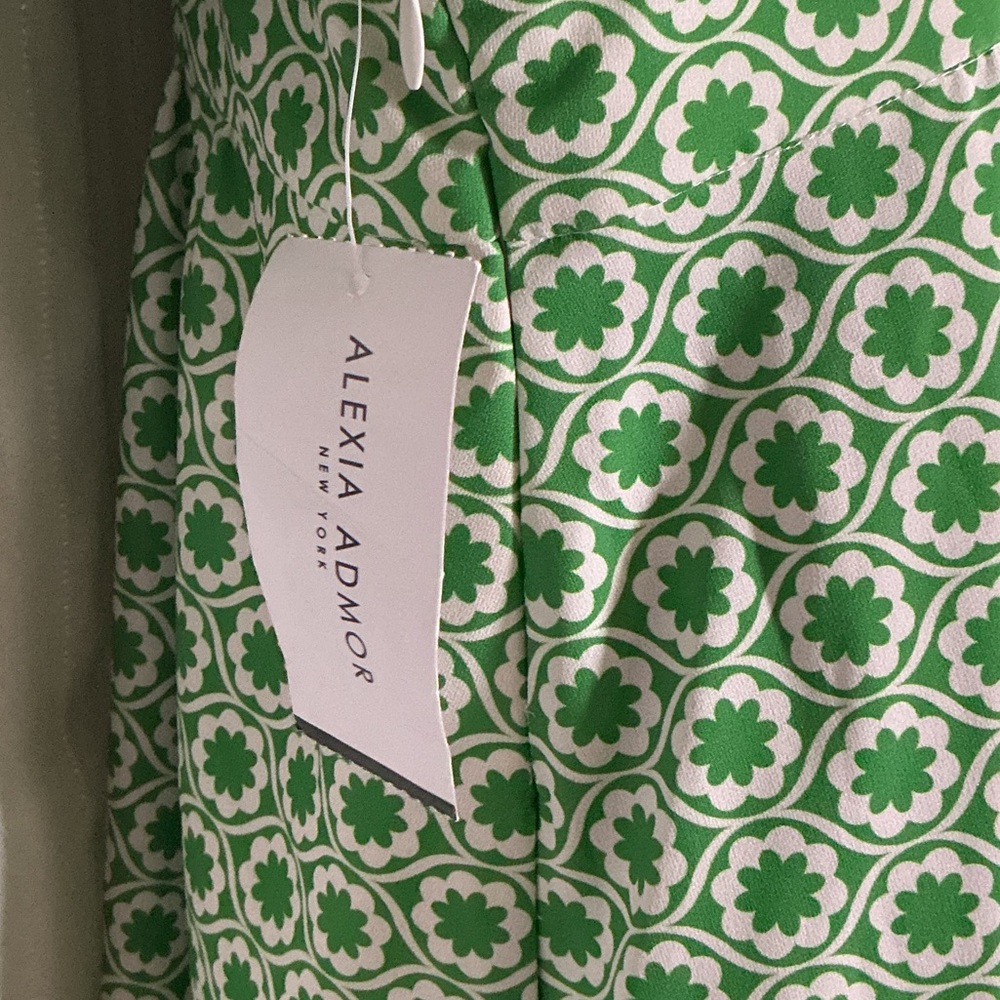Alexia Admor Green White Floral V-Neck Maxi Dress NWT Size 10 - Picture 9 of 11